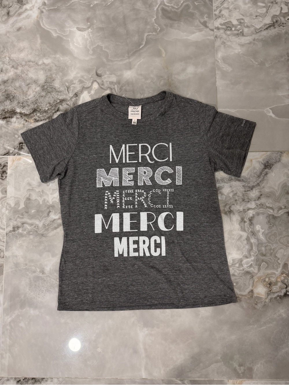 cinq a sept Gray 'MERCI' Graphic Tee